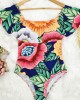 Off-The-Shoulder Floral One-Piece Swimwear