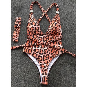 Leopard Backless One-Piece Swimsuit