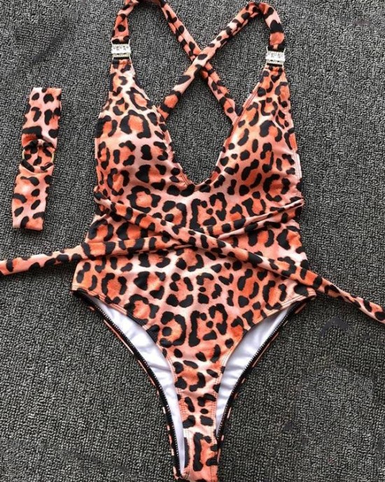 Leopard Backless One-Piece Swimsuit