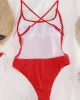 Strapless Solid Color Backless Slim Halterneck One-Piece Swimwear