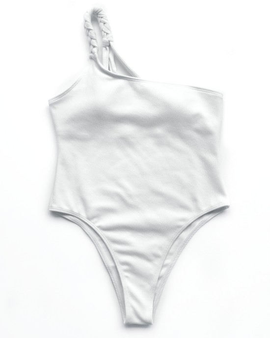 One-Shoulder Simple One-Piece Swimwear