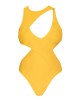 Bandage Plain Yellow One-piece Swimwear