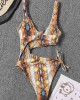 Sleeveless Printing Hollow Bandage Monokini Swimwear