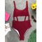 Adjusting Buckle Bandage Hollow One-Piece Swimwear