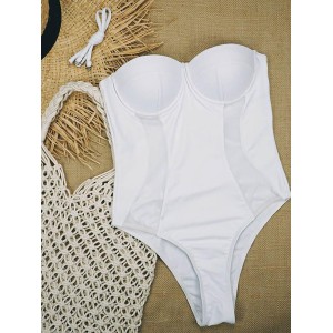Solid Color Split-Joint Underwired One-Piece Swimwear