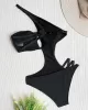 Padded Belly-Hollow One-Shoulder Hollow Solid Color One-Piece Swimwear Padded Belly-Hollow One-Shoulder Hollow Solid Color One-Piece Swimwear