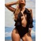 Backless Bandage Falbala Deep V-Neck One-Piece Swimwear