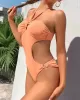 Monokini Split-Joint Halterneck Padded Bandage One-Piece Swimwear