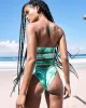 Tie-Dyed Off-The-Shoulder Bandage Hollow One-Piece Swimwear