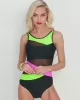 Sexy Contrast Color Split-Joint Mesh Sleeveless One-Piece Swimwear Sexy Contrast Color Split-Joint Mesh Sleeveless One-Piece Swimwear
