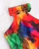 Gradient Color Bandage Backless One-Piece Swimwear Gradient Color Bandage Backless One-Piece Swimwear