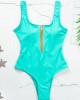 Solid Color Zipper Backless One-Piece Swimwear