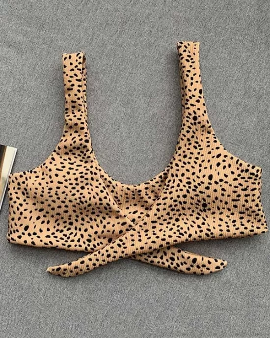 Leopard Print Backless One-Piece Swimsuit