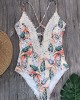 V-Neck Lace Spaghetti-Neck One-Piece Swimwear