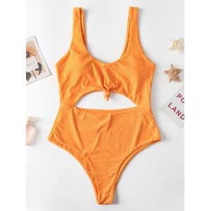 Striped Print Backless One-Piece Swimwear