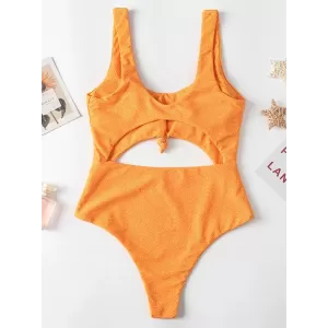 Striped Print Backless One-Piece Swimwear