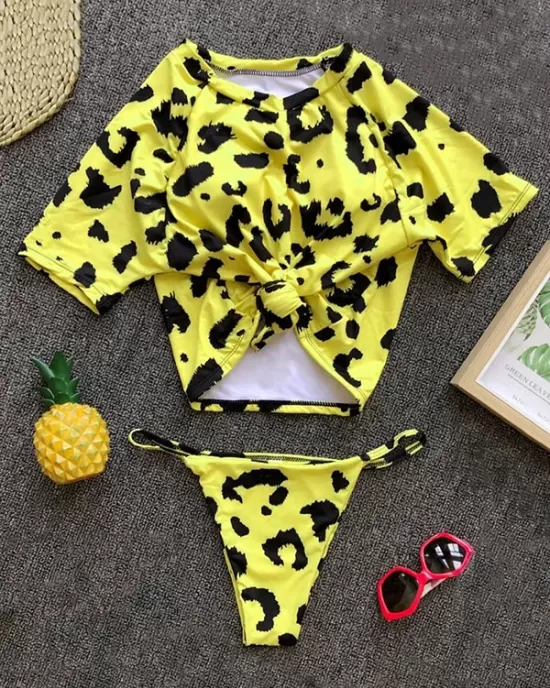Two-Pieces Solid Short Sleeves Bikinis Swimwear Two-Pieces Solid Short Sleeves Bikinis Swimwear