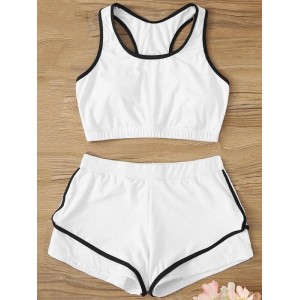 Solid Color Sports Tankini Swimsuit