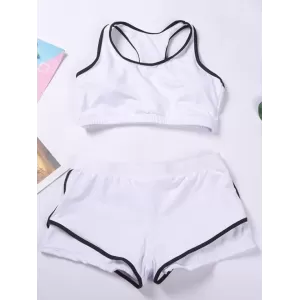Solid Color Sports Tankini Swimsuit