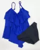 Tiered Falbala Long Section Split Bikini Swimsuit Tiered Falbala Long Section Split Bikini Swimsuit