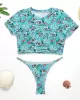 Floral-Print Short Sleeve Split Handsome Wetsuit Floral-Print Short Sleeve Split Handsome Wetsuit