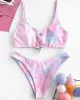 Gradient Tankini Square-Neck Split Bikini Swimsuit Gradient Tankini Square-Neck Split Bikini Swimsuit