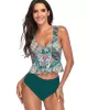 Ruffled Floral Printed High-Waisted Bikini Swimsuit Ruffled Floral Printed High-Waisted Bikini Swimsuit