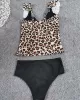 Leopard Falbala Tankini Wetsuit Swimwear