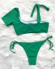 Asymmetric Sleeve Solid Color Padded Bralette Brazilian Stylish Bikini Swimwear Asymmetric Sleeve Solid Color Padded Bralette Brazilian Stylish Bikini Swimwear