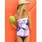 Abstract Printed Bandeau Slim Tankini Swimsuit