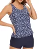 Ethnic Printed Adjustable Spaghetti-Neck Tankini Swimsuit