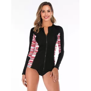 Stripe Zipper Two Pieces Wetsuit