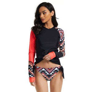 Women's 2 Pieces Long Sleeve Surf Suit Sunscreen Swimsuit