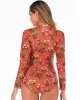 Floral Printed Zipper Collar Wetsuit