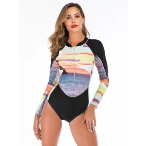 Contrast Zipper Collar One Piece Wetsuit