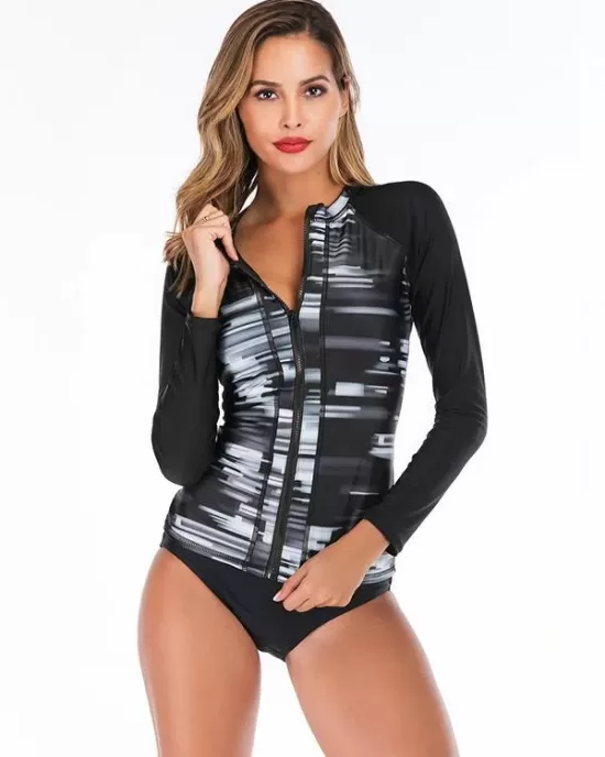 Tie Dye Zipper Two Pieces Wetsuit