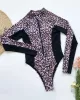 Leopard-Print Zipper Long Sleeves Wetsuit