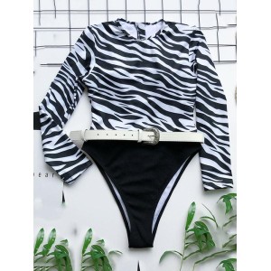 Zebra Print Split-Joint Belted Wetsuit