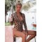 Animal Print High-Neck Zipper Long Sleeve One-Piece Wetsuit