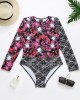 Wetsuit Floral Long Sleeve Zipper One-Piece Swimwear Wetsuit Floral Long Sleeve Zipper One-Piece Swimwear