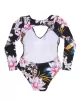 One-Piece Long Sleeve Deep V-Neck Floral Printed Backless Wetsuit