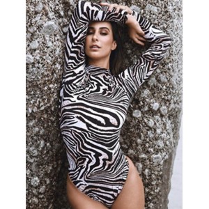 Zebra Stripes Long Sleeve One-Piece Wetsuits