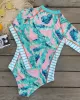 Long Sleeved Floral Printed Zipper One-Piece Wetsuits Long Sleeved Floral Printed Zipper One-Piece Wetsuits