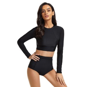 Solid Color High-Waisted Hollow Split Wetsuits