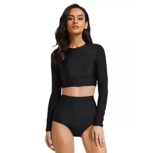 Solid Color High-Waisted Hollow Split Wetsuits