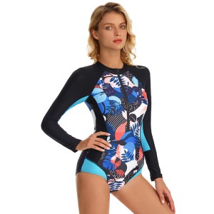 Women's One Piece Long Sleeved Surf Suit Sunscreen Swimsuit