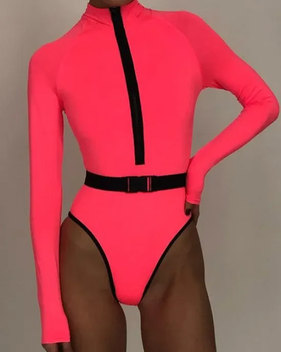 Deep V-Neck Zipper Long Sleeves Wetsuit