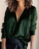 Solid Color V-Neck Long Sleeves Blouse Shirt Top