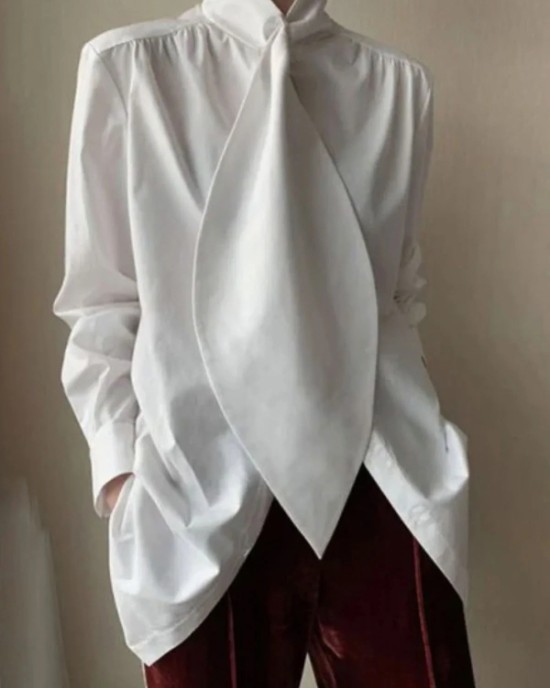 White Inspired Designer Oversize Tops Shirt Blouse