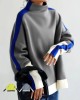 Long Sleeves Contrast Color Split-Joint High Neck Hoodies&Sweatshirt Sweatshirt Tops Tops